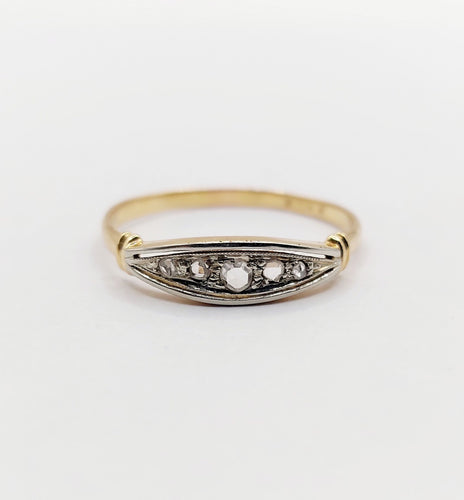 Bague 58 Bague jarretière Art Déco or jaune, diamants taille rose (circa 1920) 58 Facettes A06032