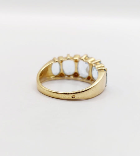 Bague 56 Bague jarretière vintage or jaune 18k topazes et diamants (circa 1980) 58 Facettes A05994