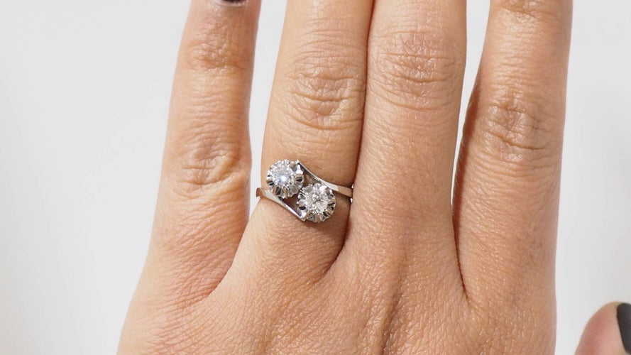 Bague 53 Bague Toi et Moi en or gris et diamants 58 Facettes 31194