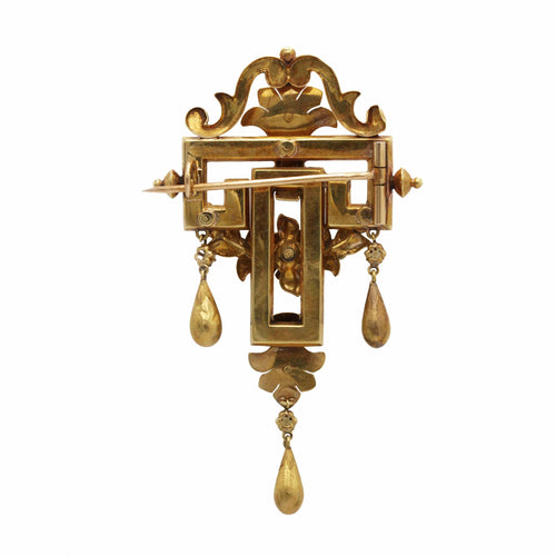 Broche Broche Napoléon III - Or, Demi-perles & Grenats Rhodolites 58 Facettes 250398R