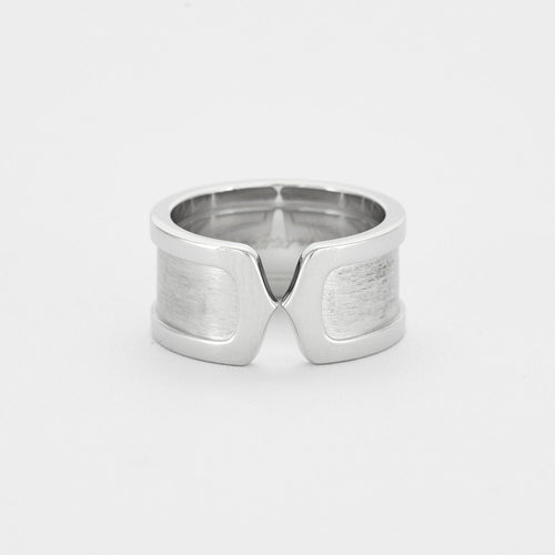 Bague 52 CARTIER - Bague double C or blanc 58 Facettes