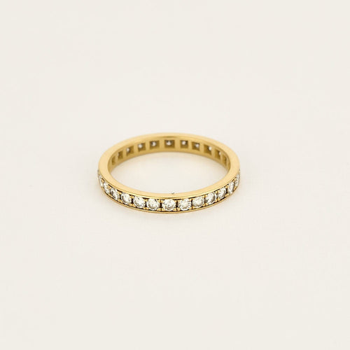 Bague 52 Alliance américaine en or jaune et diamants 58 Facettes CHAL0180