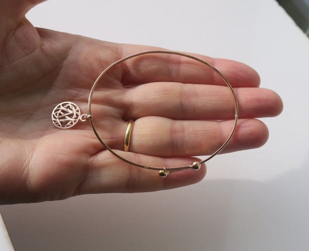 Bracelet Bracelet jonc et pendentif monogramme CM en or rose 58 Facettes