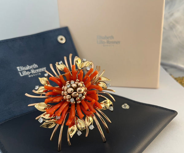 Broche Broche or jaune Corail de Sardaigne, années 50. 58 Facettes 185718