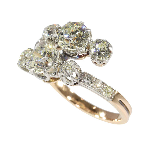Bague 55 Grandeur impressionnante : bague victorienne Toi et Moi avec diamants de 2,57 ct 58 Facettes 24320-0163