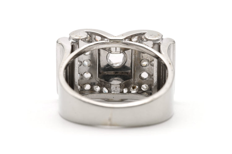 Bague 55 Bague Art Déco - Bague sertie de diamants taille rose en or blanc 18k 58 Facettes 23293