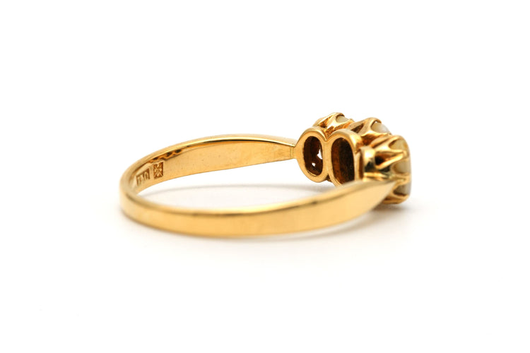 Bague 53 Bague Art Déco en or jaune 18k sertie de dents 58 Facettes 23298