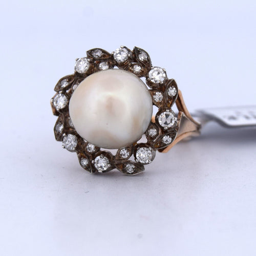 Bague 53 Bague victorienne antique en perles et diamants 58 Facettes
