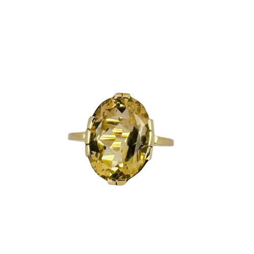 Bague Bague solitaire citrine ovale facettée en or jaune 14k 58 Facettes 2511012