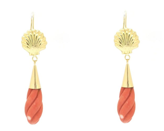 Boucles d'oreilles Boucles d'oreilles en or jaune avec corail momo 58 Facettes 14710