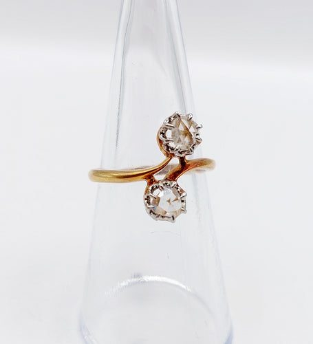 Bague 51 Bague toi et moi victorienne en or rose 18k et diamants taille rose 58 Facettes A06526