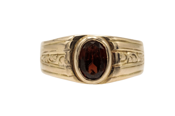 Unique yellow gold ring with a garnet, turn of the 19th/20th century 58 Facettes 11244