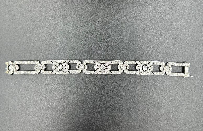 Bracelet Bracelet Art-Déco platine et diamants (9.4ct) 58 Facettes