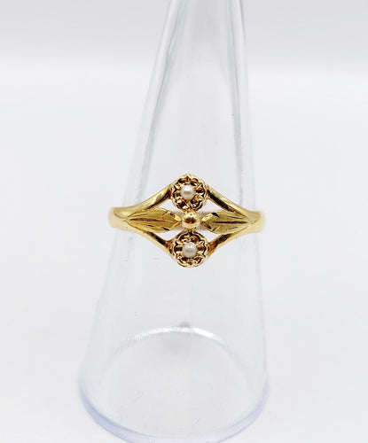 Bague 55.5 Bague toi et moi Art nouveau en or 18k et perles (circa 1900) 58 Facettes A06501