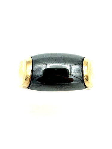Bague 55 BVLGARI. Collection "Tronchetto", bague en or jaune et hématite 58 Facettes