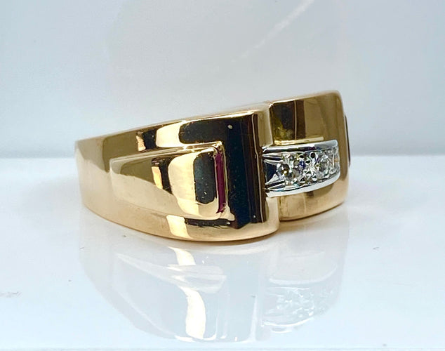 Bague 60 Bague TANK or jaune diamants 58 Facettes AB603