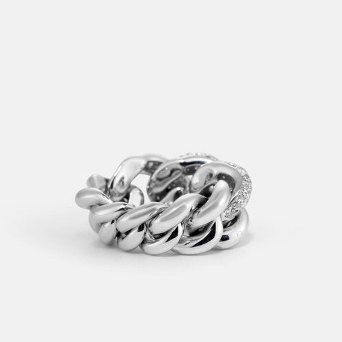 Bague 52 POMELLATO - Bague Catene en or blanc et diamants 58 Facettes