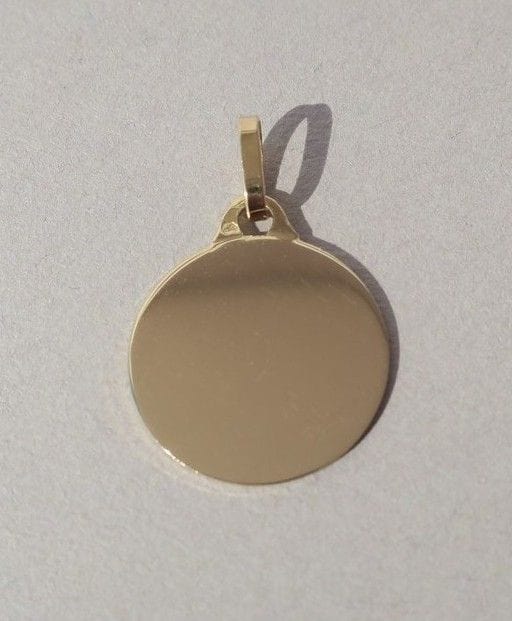 Round yellow gold medal pendant to engrave