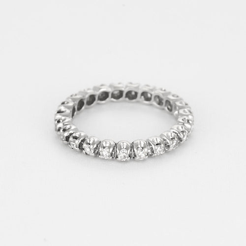 Bague 52 Alliance américaine en or blanc et diamants 58 Facettes CAN1473