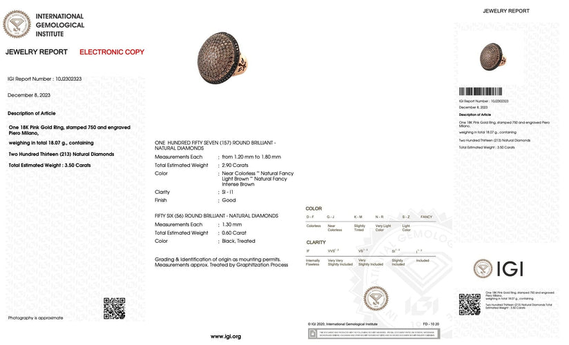 Bague 53 Bague Cocktail Piero Milano Or Rose 3,50 ct Diamants Certifiés IGI 58 Facettes