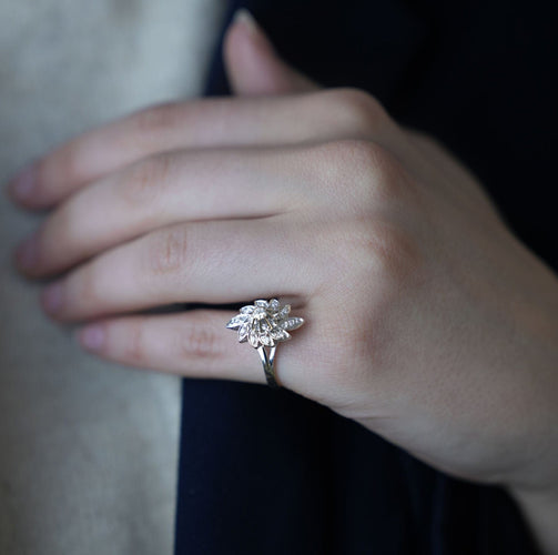 Bague or blanc diamant 58 Facettes