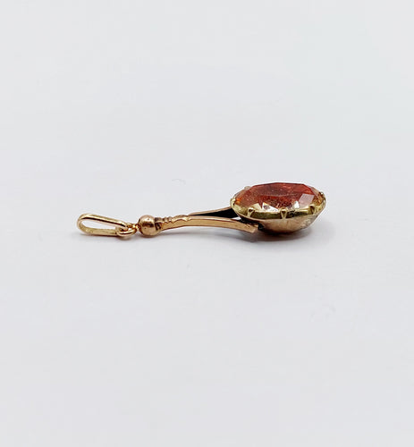 Pendentif Pendentif victorien or jaune, citrine sur paillon rouge (circa 1820) 58 Facettes A06126