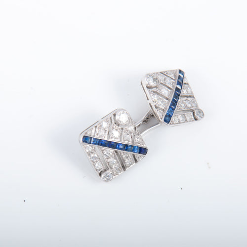 Boutons de manchette Boutons de manchettes diamants et Saphirs 58 Facettes