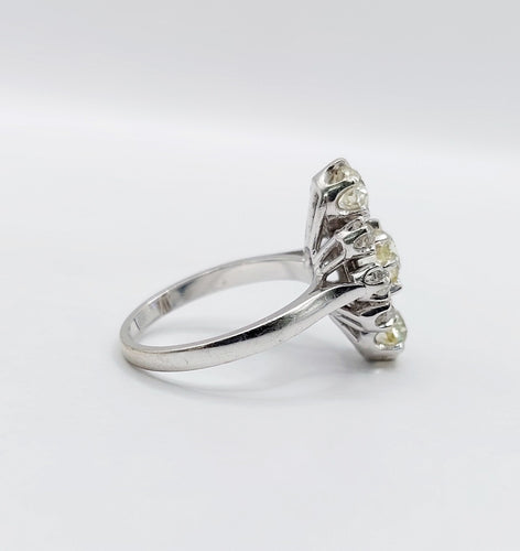 Bague 51 Bague marquise art déco or blanc, diamant jaune et diamant blanc 58 Facettes A05663