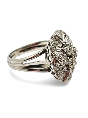 Bague 58 Bague ancienne or blanc et diamants 0,90 ct 58 Facettes