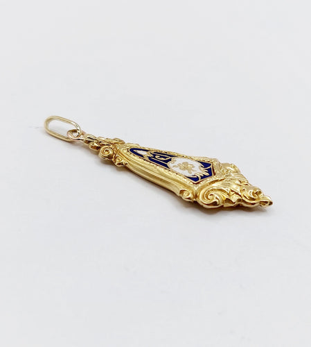 Pendentif Pendentif victorien fleurs en or 18k et émail (circa 1880) 58 Facettes A06594