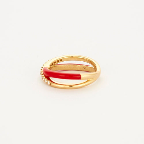 Bague 54 Bague or jaune céramique rouge 58 Facettes 3131758