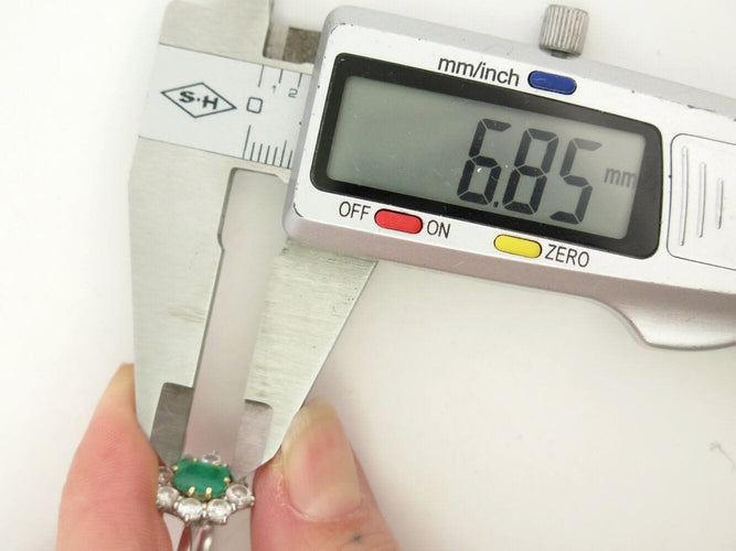 Bague 51 bague marguerite t51 sertie emeraude & 8 diamants 0.8ct or blanc 18k 3.6g 58 Facettes 272543