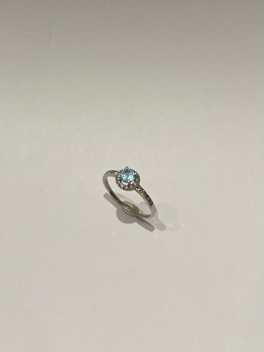 Bague or blanc diamant aigue-marine 58 Facettes