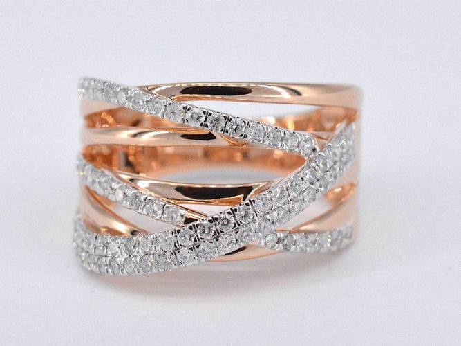Bague 54 Bague en or rose sertie de diamants taille brillant 58 Facettes 2182