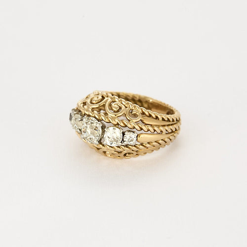 Bague 50 Bague en Or jaune & blanc 18k Diamant 58 Facettes CHAL0552