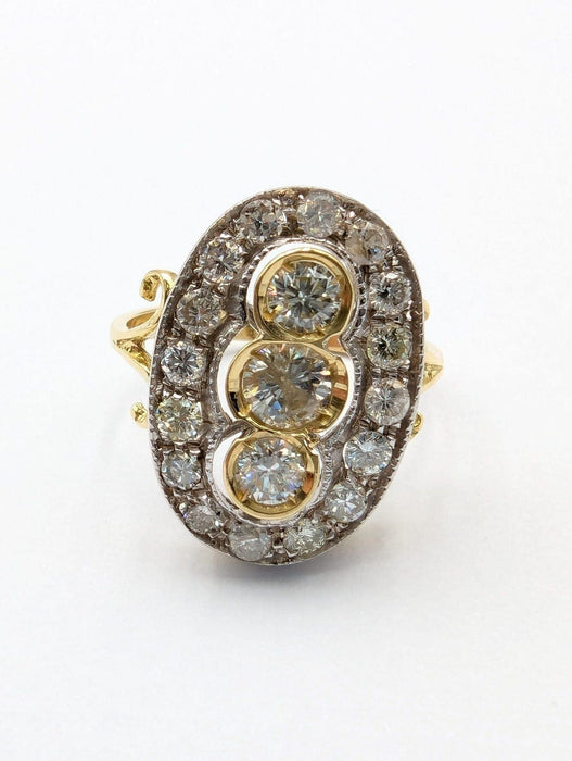 Bague 53 Bague en or jaune et blanc avec ancienne mine et huit huit diamants 58 Facettes