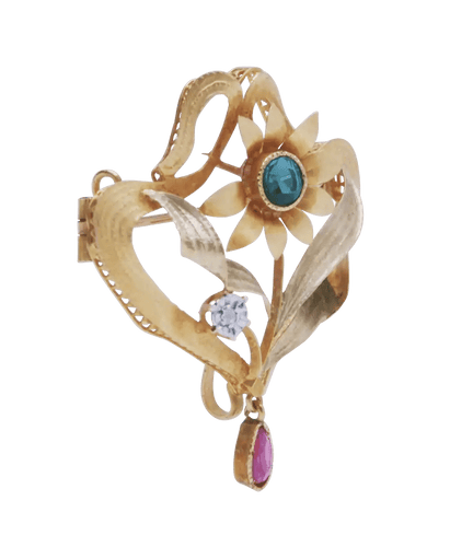 Brooch Brooch Rafinity 18K Yellow Gold Peridot Ruby Diamond 58 Facettes BO210741/RAFINITY