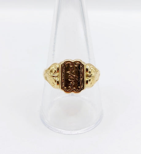 Anello Anello con sigillo fiore vittoriano cesellato in oro 18k (circa 1890) 