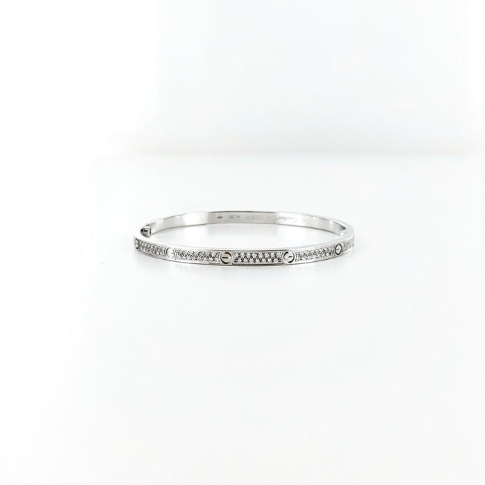 Bracelet CARTIER - Bracelet love or blanc pavé diamants 58 Facettes