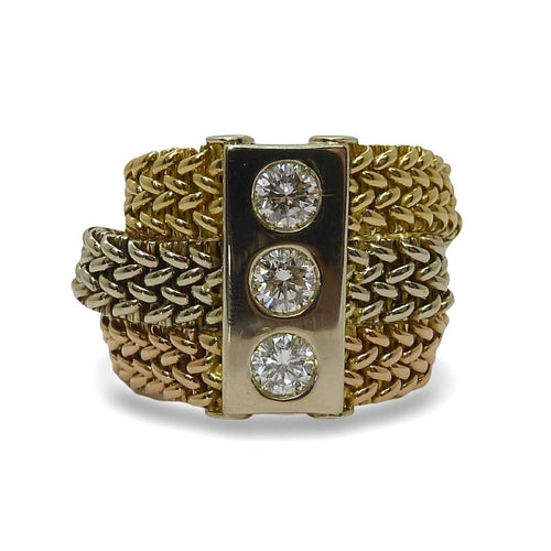 Bague Bague maille 3 ors et diamants 0,75 ct 58 Facettes 00049101