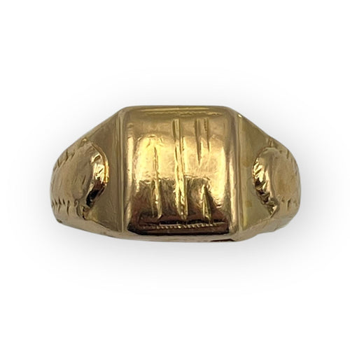 Bague 49 Bague chevalière à motifs en or jaune 18k 58 Facettes 149053861