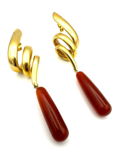 Boucles d'oreilles Boucles d'oreilles en or jaune 18K et cornaline 58 Facettes