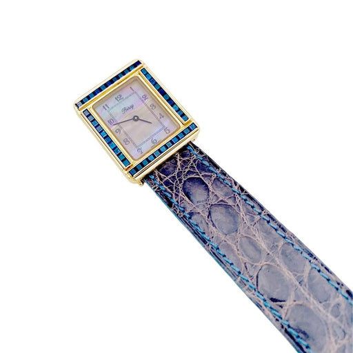 Montre Montre Poiray, "Ma Première", or jaune, nacre, saphir, cuir. 58 Facettes 35127