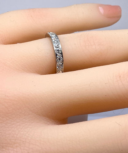 Půl Snubní prsten v Platina a diamanty