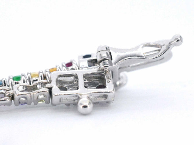 Bracelet Bracelet tennis en or blanc avec pierres précieuses multicolores 58 Facettes 2292