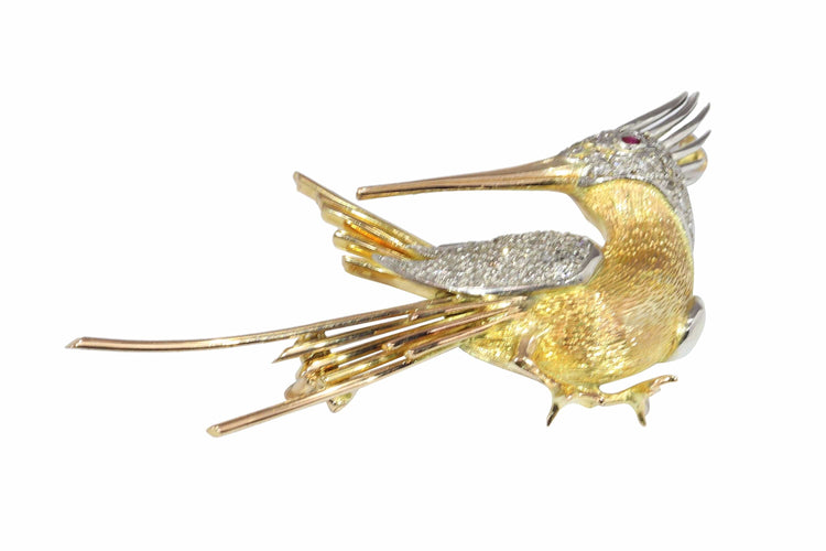 Broche Broche colibri vintage des années 50, un vol fantaisiste du milieu du siècle 58 Facettes 25115-0242