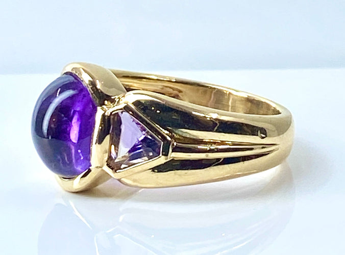 Bague 56 Bague or jaune améthystes 58 Facettes AB445