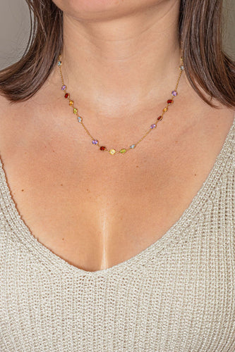 Collier Collier Or jaune Grenat, Topaze, Péridot 58 Facettes 3885006CN