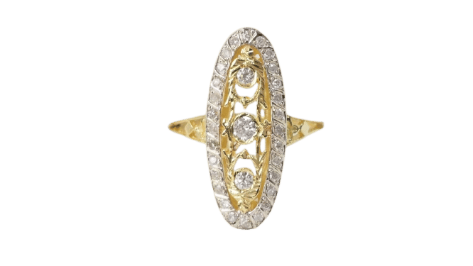 Bague 59.5 Bague marquise en or bicolore et diamants 58 Facettes 33010
