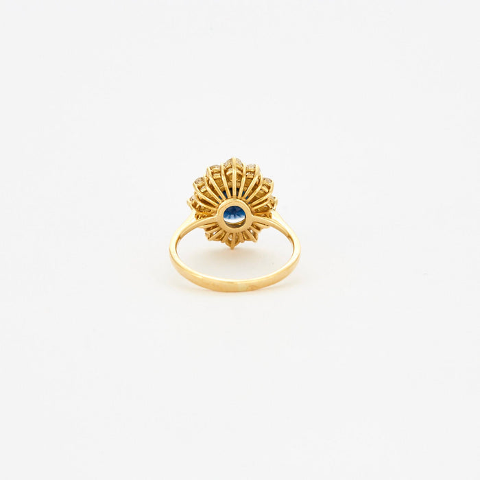 Ring Daisy yellow gold sapphire diamonds